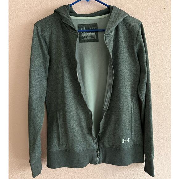 Under Armour UA Storm Gray Fleece Lining Zip Up Hooded Mens Jacket Size Medium - Picture 3 of 10